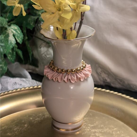 RARE Fenix Kislovodsk Vintage Handmade Russian Porcelain Vase w/ 24K Gold Beads - Picture 2 of 10